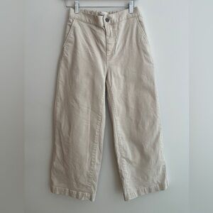 OAK + FORT Wide Leg Cropped Cream Colour Jeans Elastic Back Waist Neutral Boho